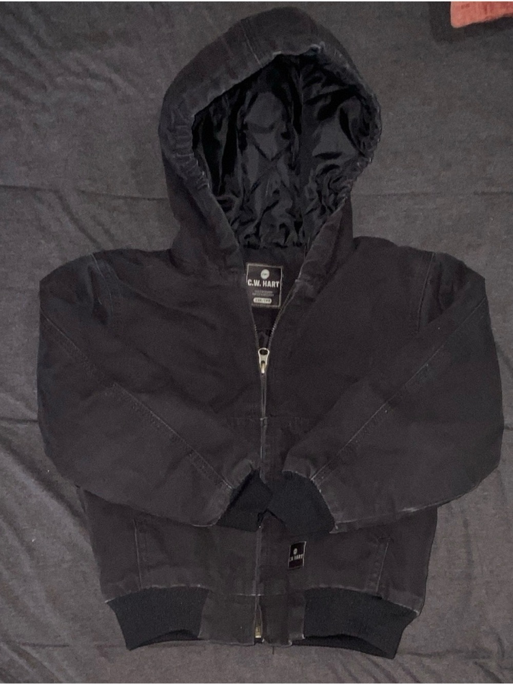Black Hooded Puffer Jacket for Kids